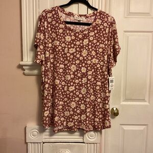 Planet Gold Mauve Pink Daisy Short Sleeve Tee